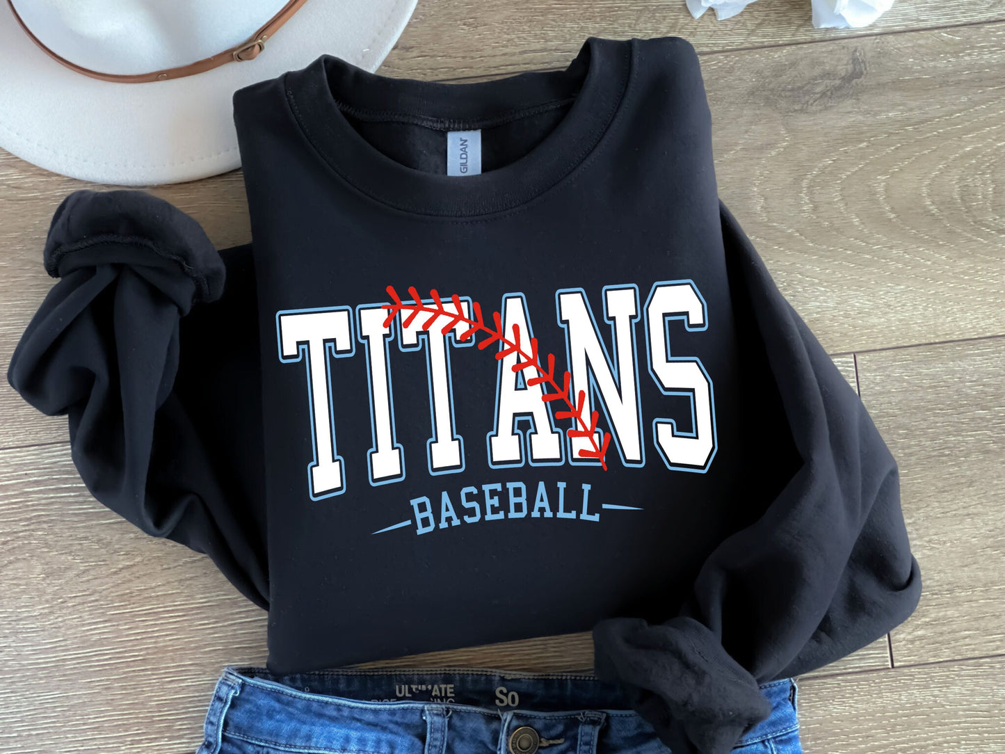 Titans Baseball-White & Columbia Blue-Digital Design
