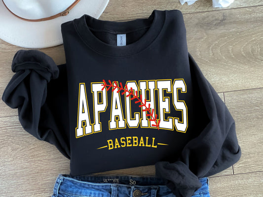 Apaches Baseball-White & Yellow-Digital Design