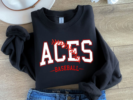 Aces Baseball-White & Red-Digital Design