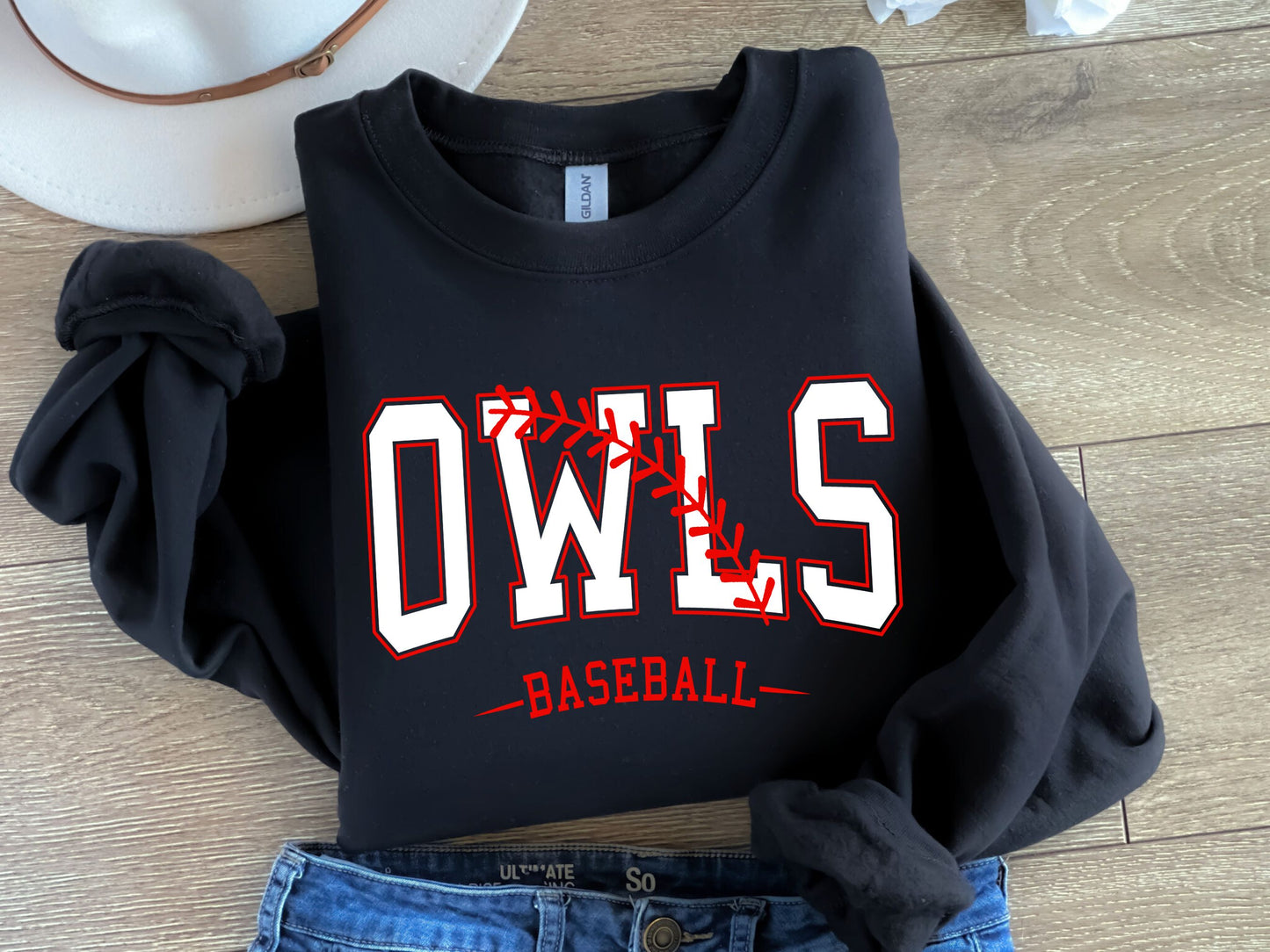 Owls Baseball-Red & White-Digital Design