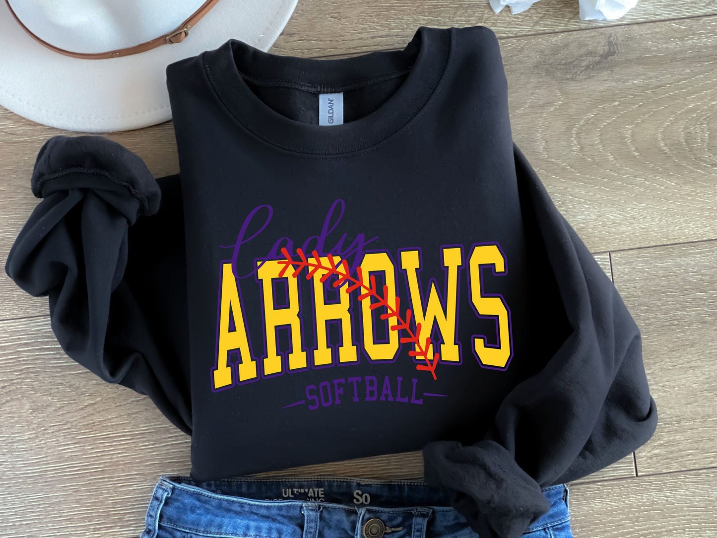 Lady Arrows Softball-yellow & purple-Digital Design