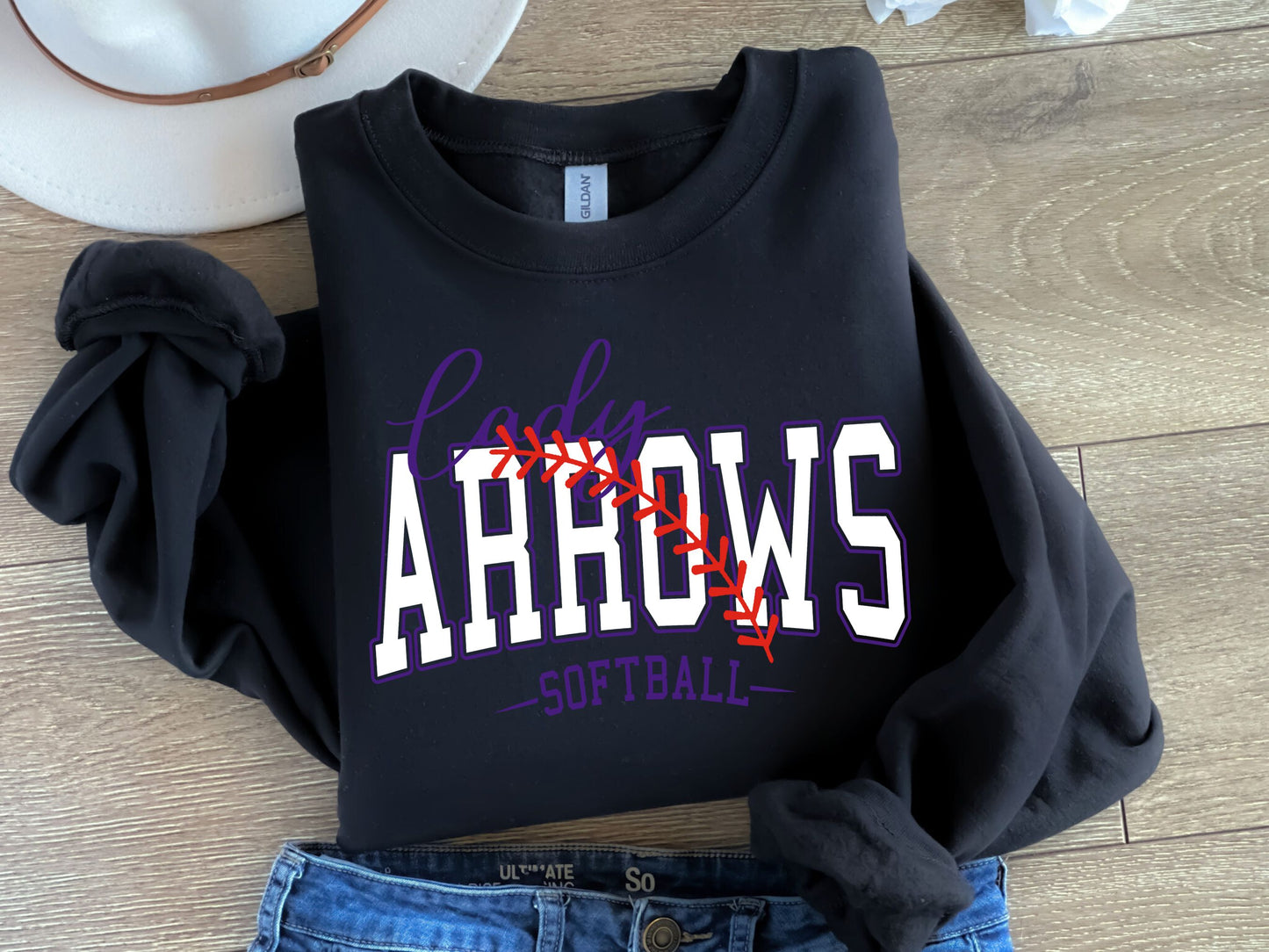 Lady Arrows Softball-white & purple-Digital Design