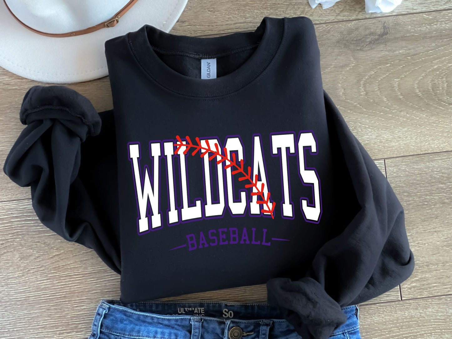 Wildcats baseball-white & purple-Digital Design