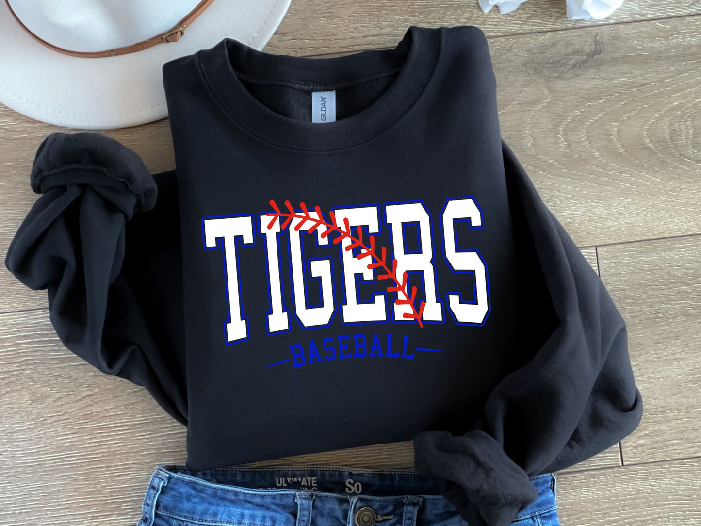Tigers Baseball-White & Royal-Digital Design