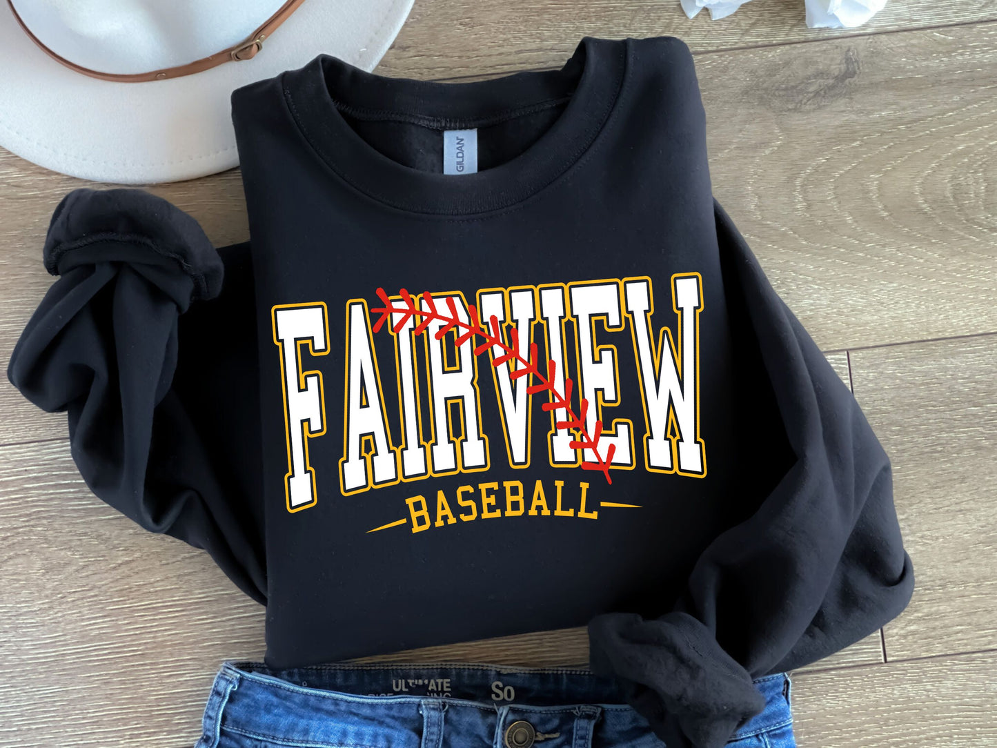 Fairview Baseball-White & Yellow-Digital Design