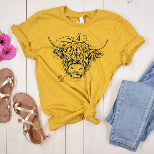 Highlander Cow Screen Print Transfer BLACK OR WHITE